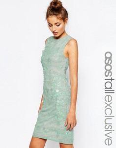 Цельнокройное платье миди с принтом и отделкой ASOS TALL