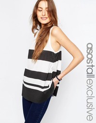 Длинная майка в рубчик ASOS TALL - Мульти