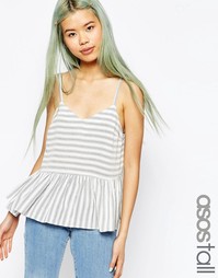Топ в полоску с пуговицами и баской ASOS TALL - Мульти