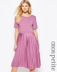 Платье миди с плиссировкой ASOS PETITE - Серый