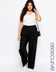 Льняные брюки с широкими брючинами ASOS CURVE - Черный