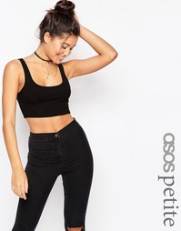Укороченная майка в рубчик ASOS PETITE - Черный
