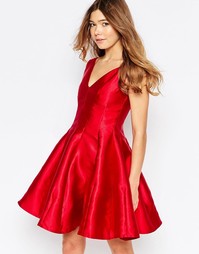 Короткое приталенное платье с юбкой-годе Girl In Mind Aggie - Красный