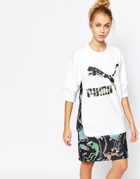 Удлиненное платье‑футболка с логотипом и принтом спереди Puma X Swash
