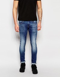 Эластичные джинсы слим цвета индиго G-Star Revend - Medium indigo aged