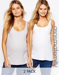 Набор из 2 маек в рубчик ASOS Maternity The Ultimate - СКИДКА 15%