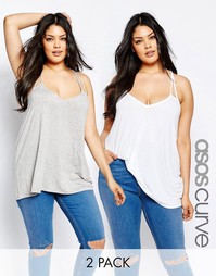 2 топа на бретельках ASOS CURVE The Ultimate - СКИДКА 10%