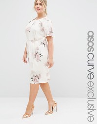 Платье-футляр миди с цветочным принтом ASOS CURVE SALON - Цветочный