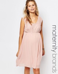 Свободное платье для кормления с кружевным лифом Mamalicious - Розовый Mama.Licious