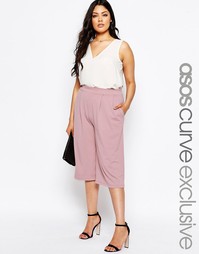 Длинная юбка-шорты из крепа ASOS CURVE - Сумеречно-розовый