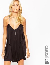 Трикотажное пляжное платье с ярусной драпировкой ASOS TALL - Черный