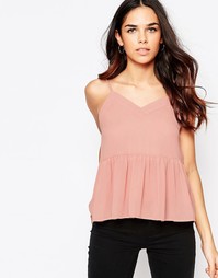 Топ на тонких бретельках с баской Glamorous - Пыльно-розовый