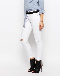 Облегающие джинсы с дырками на коленях J.D.Y - Белый JDY