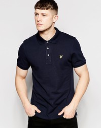 Однотонная футболка-поло из пике Lyle &amp; Scott - Темно-синий