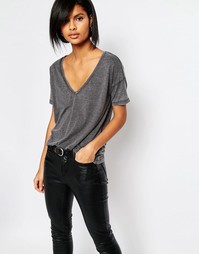 Футболка с V-образным вырезом Vero Moda - Черный выбеленный