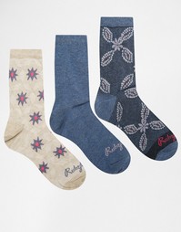 Комплект из 3 пар носков с цветочным принтом Ruby Rocks - Мульти