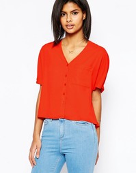 Укороченная блузка с V‑образным вырезом ASOS - Красный