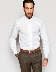 Рубашка классического кроя с золотистой верхней пуговицей ASOS White