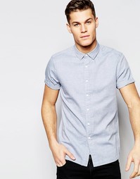 Синяя рубашка в елочку с короткими рукавами ASOS - Синий