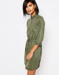 Платье-рубашка с завязкой на талии Vero Moda - Зеленый плющ