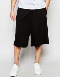 Черные трикотажные шорты с широкими штанинами ASOS - Черный