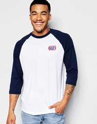 Футболка с рукавами реглан 3/4 и логотипом HUF