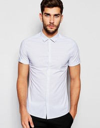 Зауженная рубашка в двойную полоску с короткими рукавами ASOS - Синий