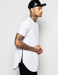 Тканая белая футболка с молниями по бокам ASOS - Белый