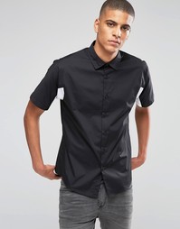 Черная рубашка со вставками и коротким рукавом ASOS - Черный