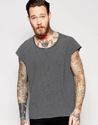 Oversize-футболка без рукавов с принтом в полоску и необработанным кра Asos