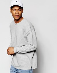 Серый меланжевый oversize‑свитшот с фиксированной кромкой ASOS