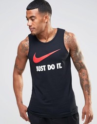 Черная майка с логотипом-галочкой Nike 739372-010 - Черный