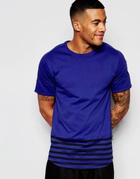 Темно-синяя длинная футболка с асимметричным подолом Nike FC 719509-45