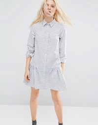 Платье-рубашка в полоску с оборкой на подоле ASOS - Мульти