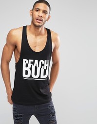 Майка со спинкой-борцовкой и принтом Beach Bod ASOS - Черный