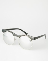 Черные круглые солнцезащитные очки с голубыми линзами 7X - Черный