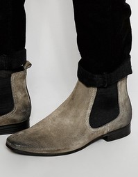 Серые замшевые ботинки челси с петлей на заднике ASOS - Серый