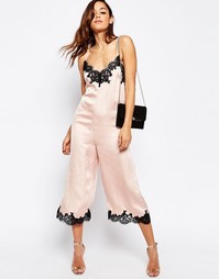 Комбинезон с кружевной отделкой ASOS Boudoir - Телесный