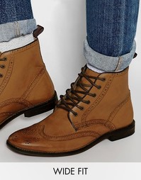 Светло-коричневые кожаные ботинки для широкой стопы ASOS - Рыжий