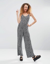 Трикотажный комбинезон с бретельками и широкими штанинами с животным п Asos