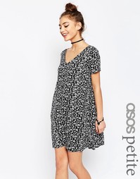 Свободное платье на пуговицах в стиле 90‑х ASOS PETITE - Черно-белый