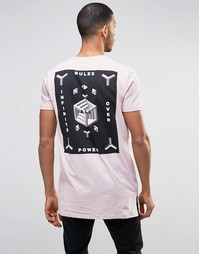 Суперудлиненная розовая футболка с геометрическим принтом на груди и н Asos