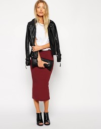 Трикотажная юбка-карандаш миди ASOS - Burgundy