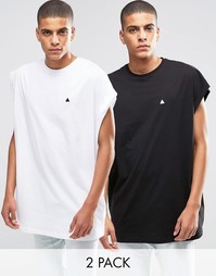 2 свободные футболки без рукавов с логотипом ASOS - СКИДКА 19%