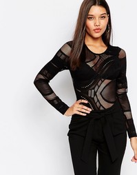 Боди из сеточки и кружева Missguided - Черный