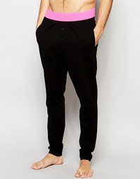 Черные штаны для дома с ярко-розовым поясом ASOS - Черный
