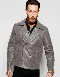 Серая байкерская куртка из искусственной замши ASOS - Серый