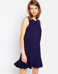 Цельнокройное платье из трикотажа понте с рюшами ASOS - Темно-синий