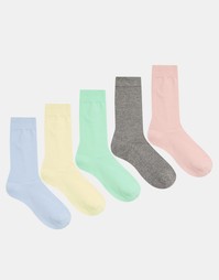 5 пар носков пастельных цветов ASOS - Мульти