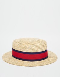 Соломенная шляпа канотье ASOS - Естественный